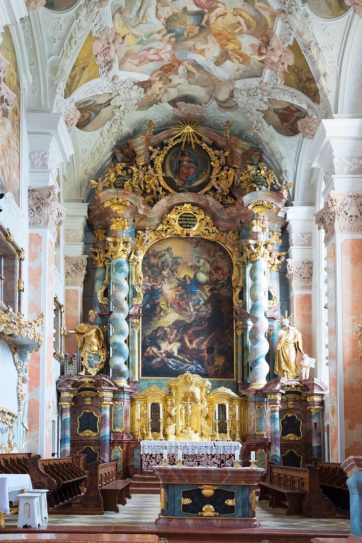 A glimpse inside Metten Abbey in Bavaria, Germany