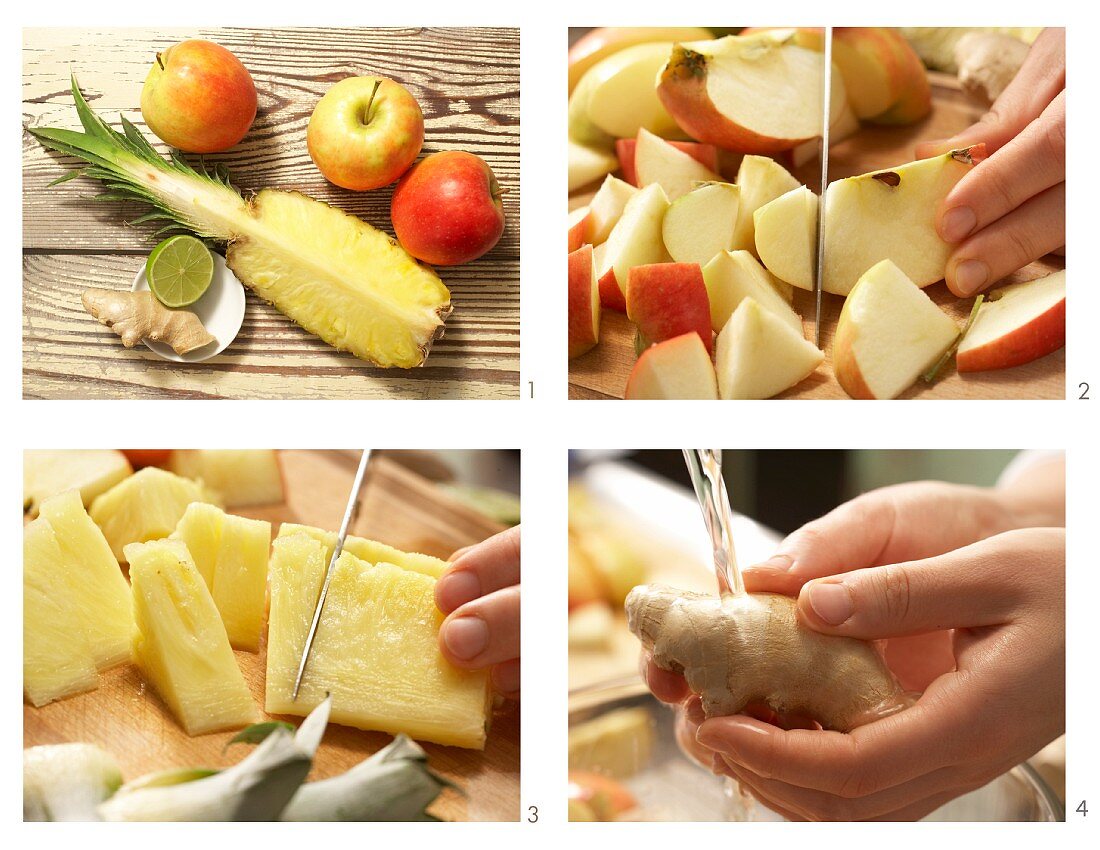 How to make apple and pineapple juice with ginger