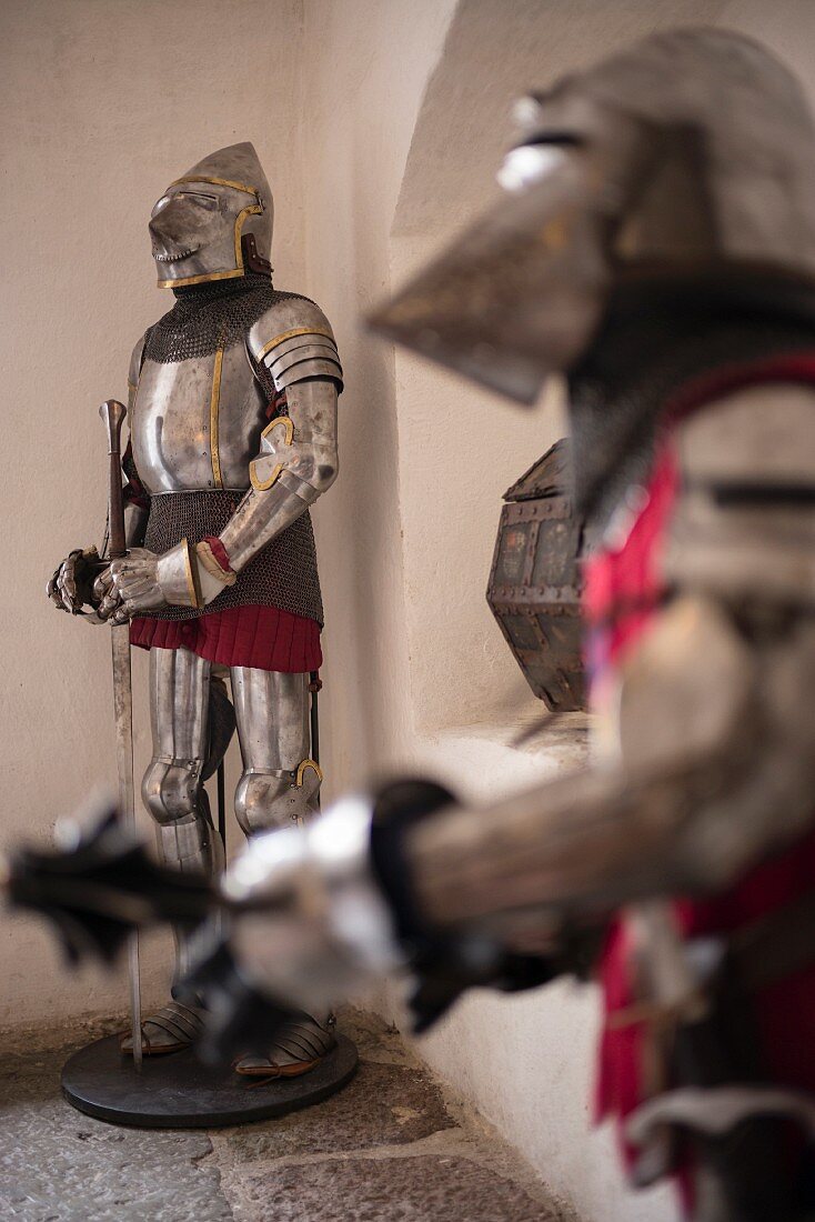 Knight's armour inside Kalmar Castle, southern Sweden