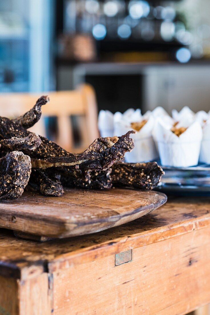 Biltong in einem Laden (Südafrika)