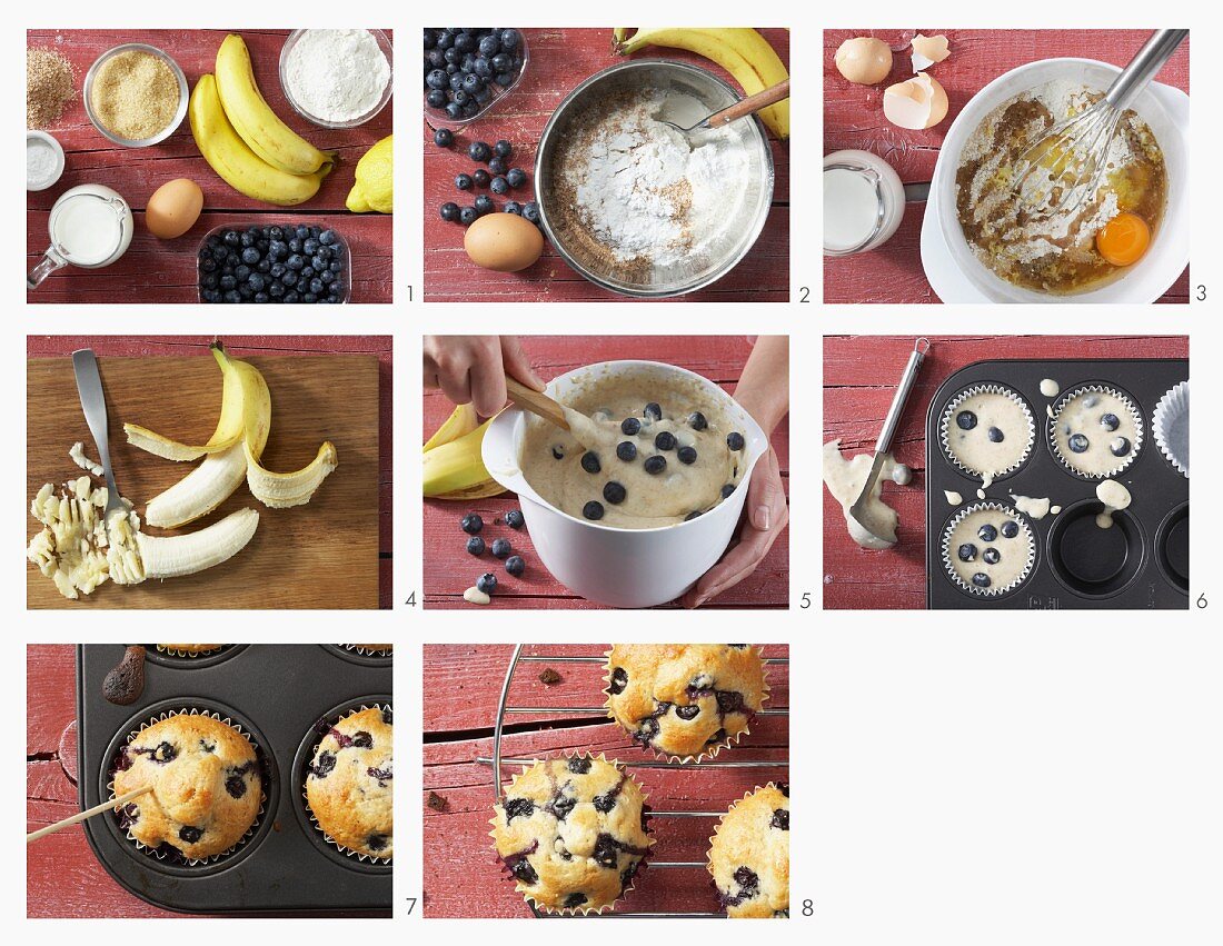 Bilberry and banana muffins with a bran bake