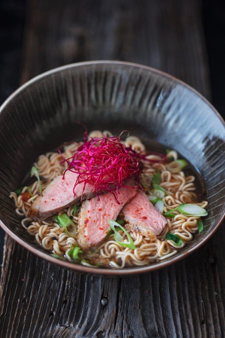 Ramen soup with duck (Asia)