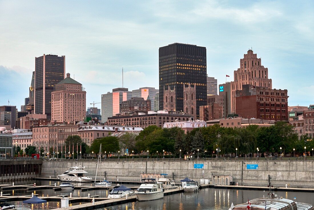 View from the harbour over the city of Montreal (Canada)