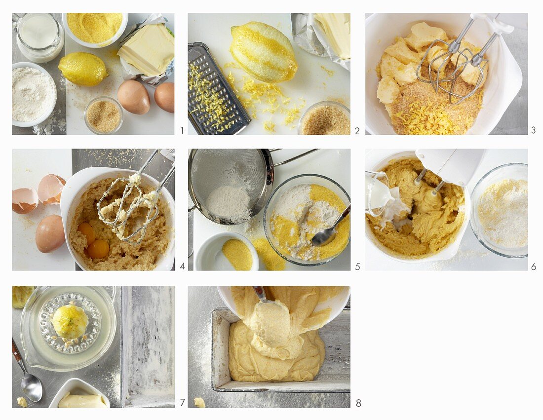 Polenta-Rührkuchen mit Zitrone zubereiten