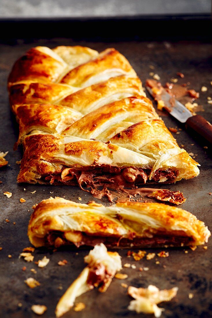 Danish pastry with chocolate and nut filling (soul food)