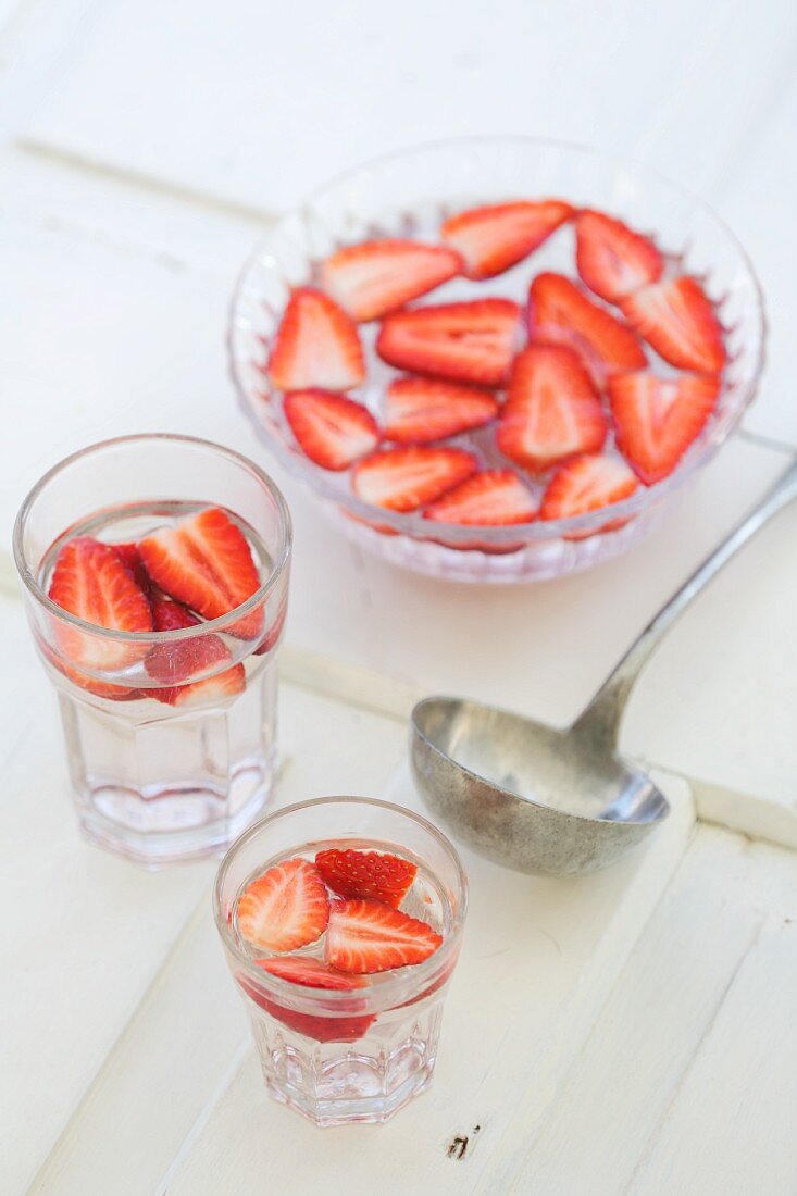 Strawberries in water