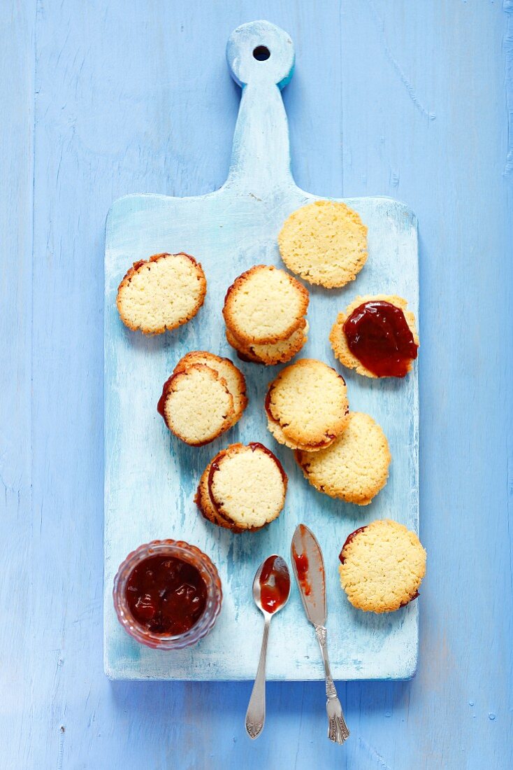 Biscuits with strawberry jam