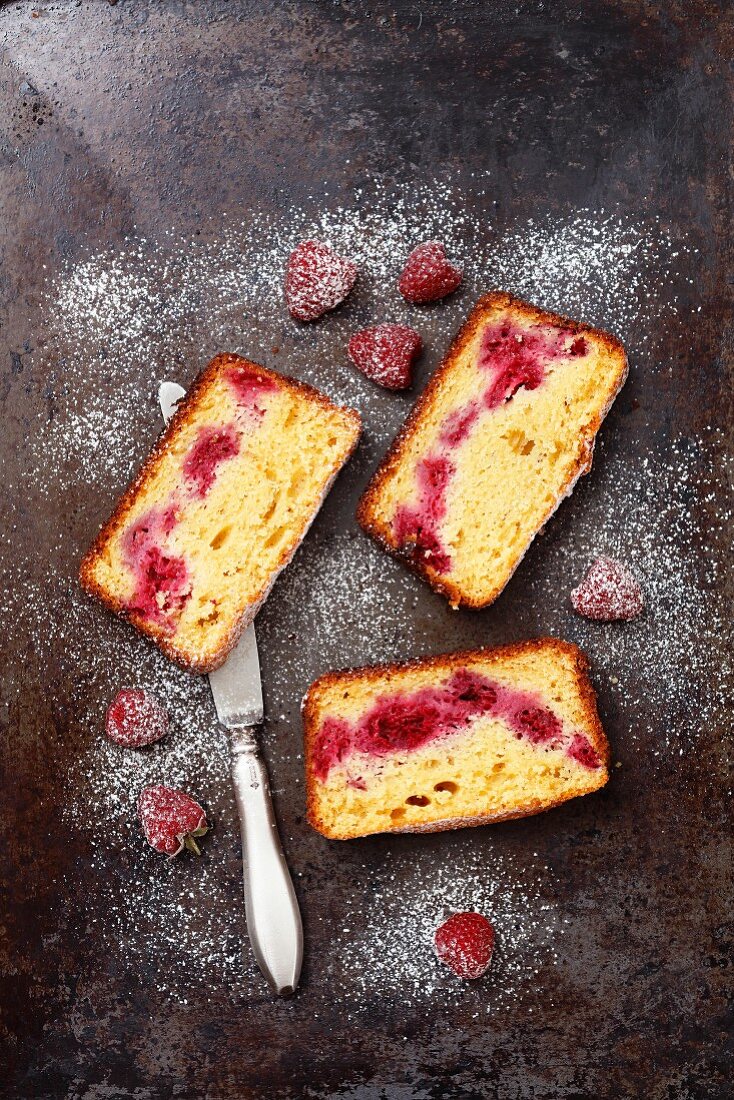 A raspberry loaf cake