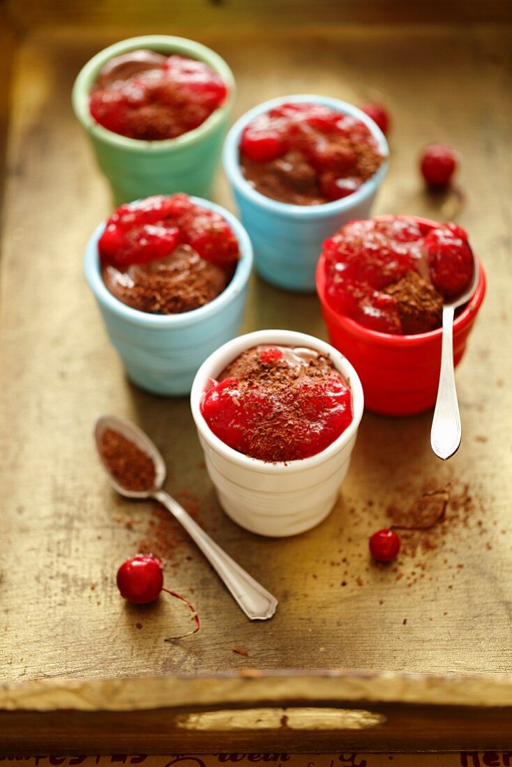 Chocolate mousse with cranberries