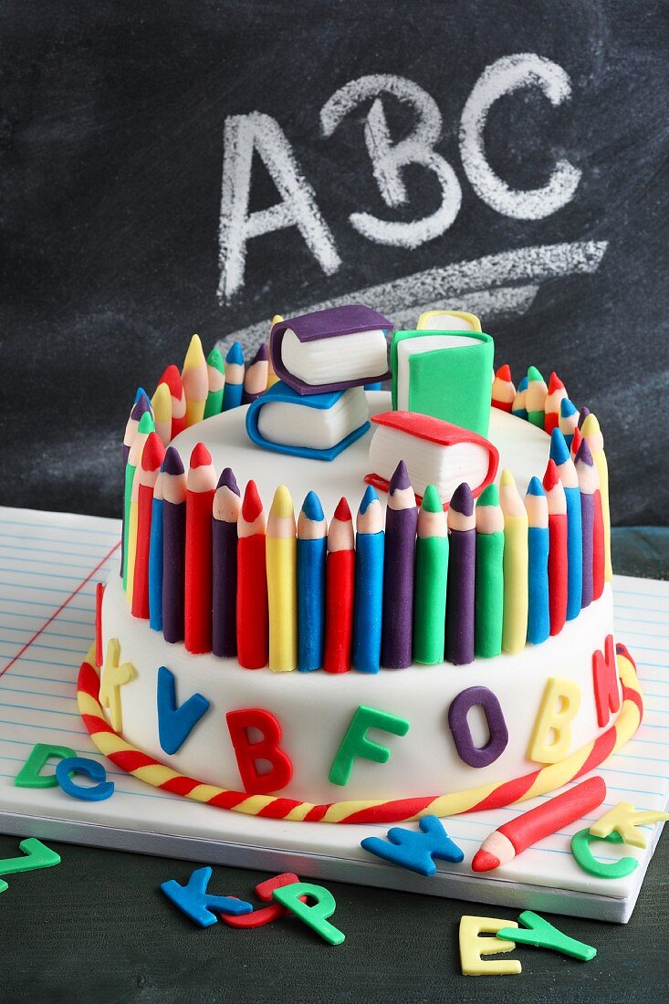 A fondant icing cake for the first day of school
