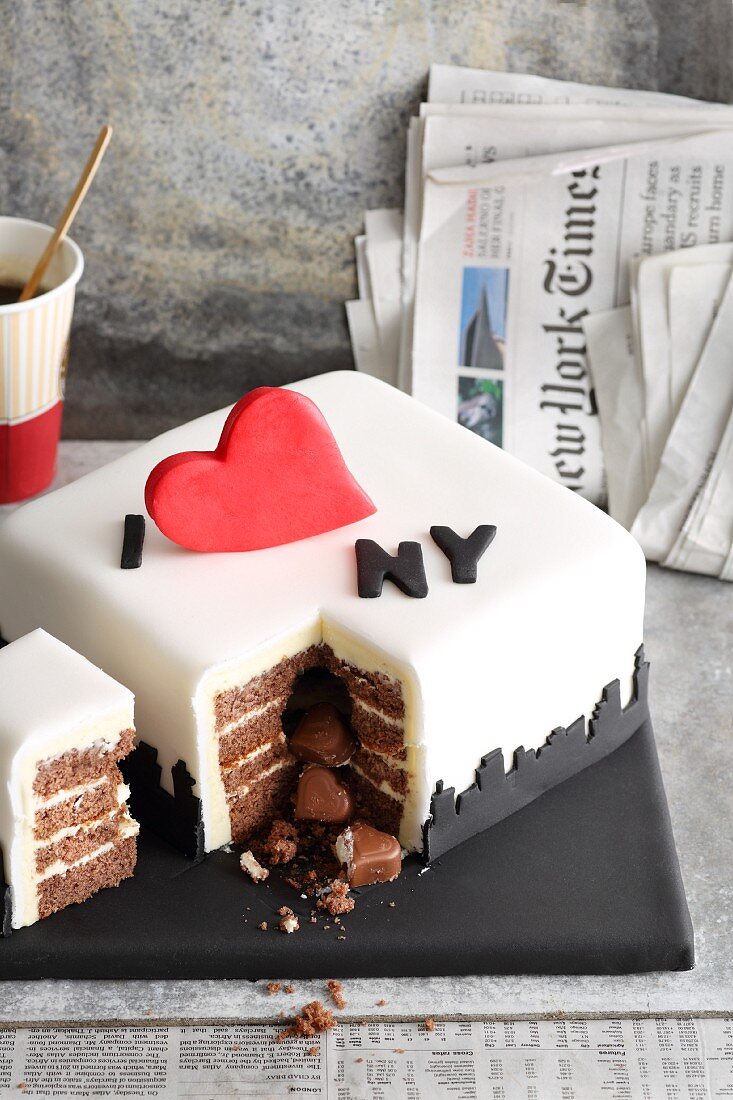 Fondanttorte für New York Fans 'I love NY'