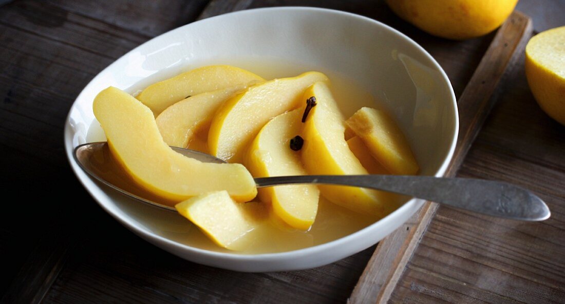 Preserved quinces in spiced syrup