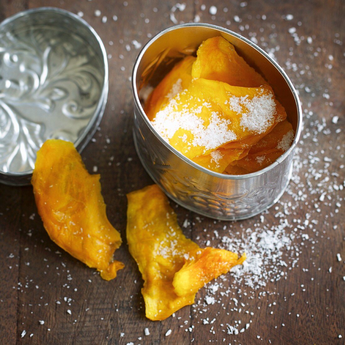 Home-dried mango with desiccated coconut