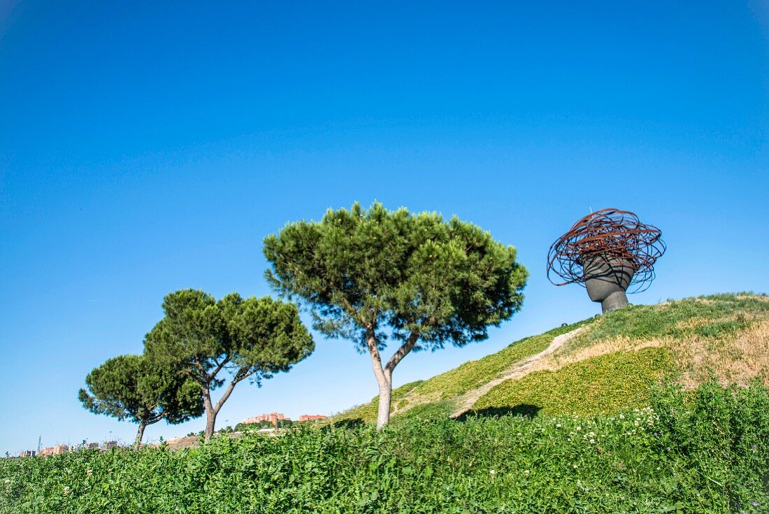 A sculpture at the Park Lineal del Manzanares in Madrid, Spain