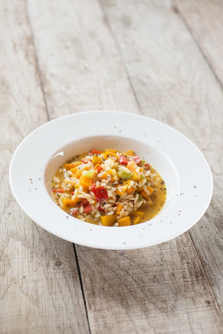 Risotto with pumpkin and peppers
