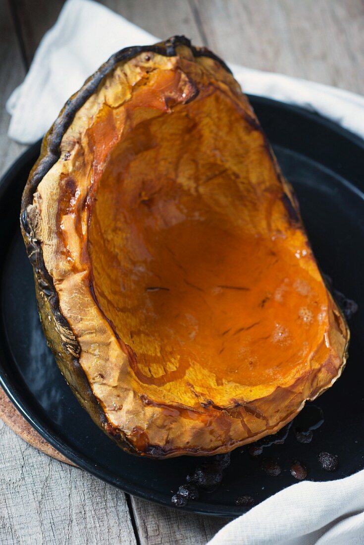 Half a Hubbard pumpkin braised in the oven