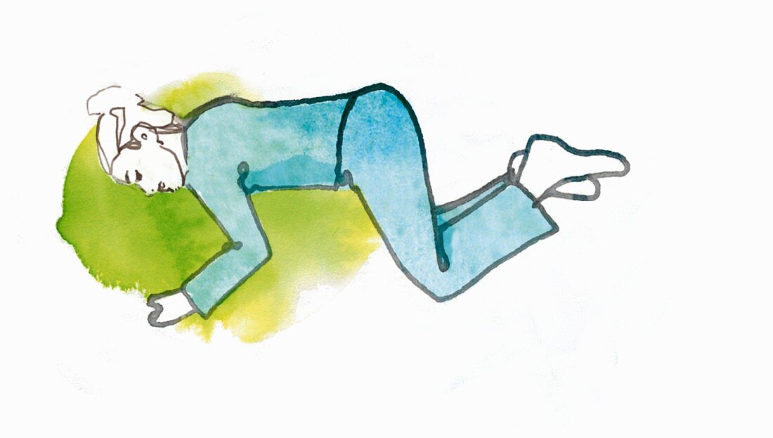 Finding the right sleeping position: the foetal position (illustration)
