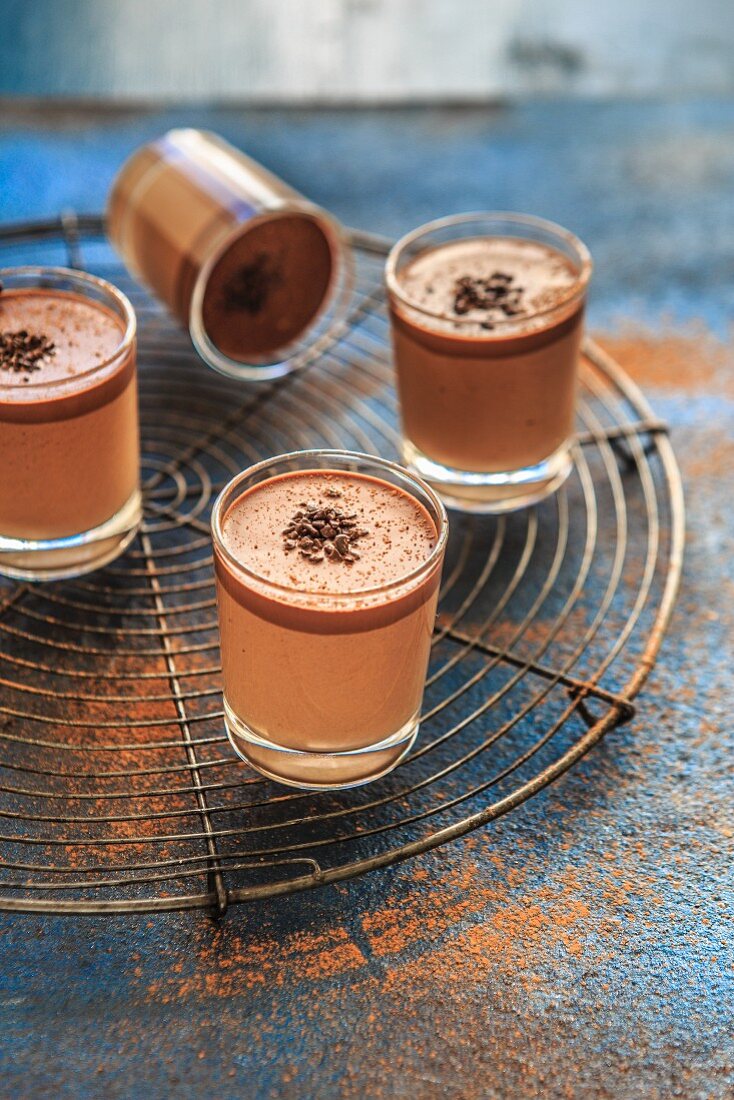 Chocolate mousse in small glasses