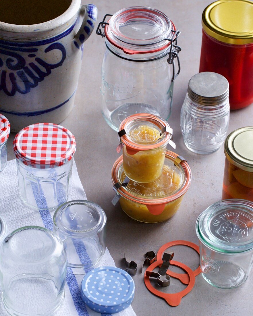 Glasses and jars for preserving, bottling and fermenting