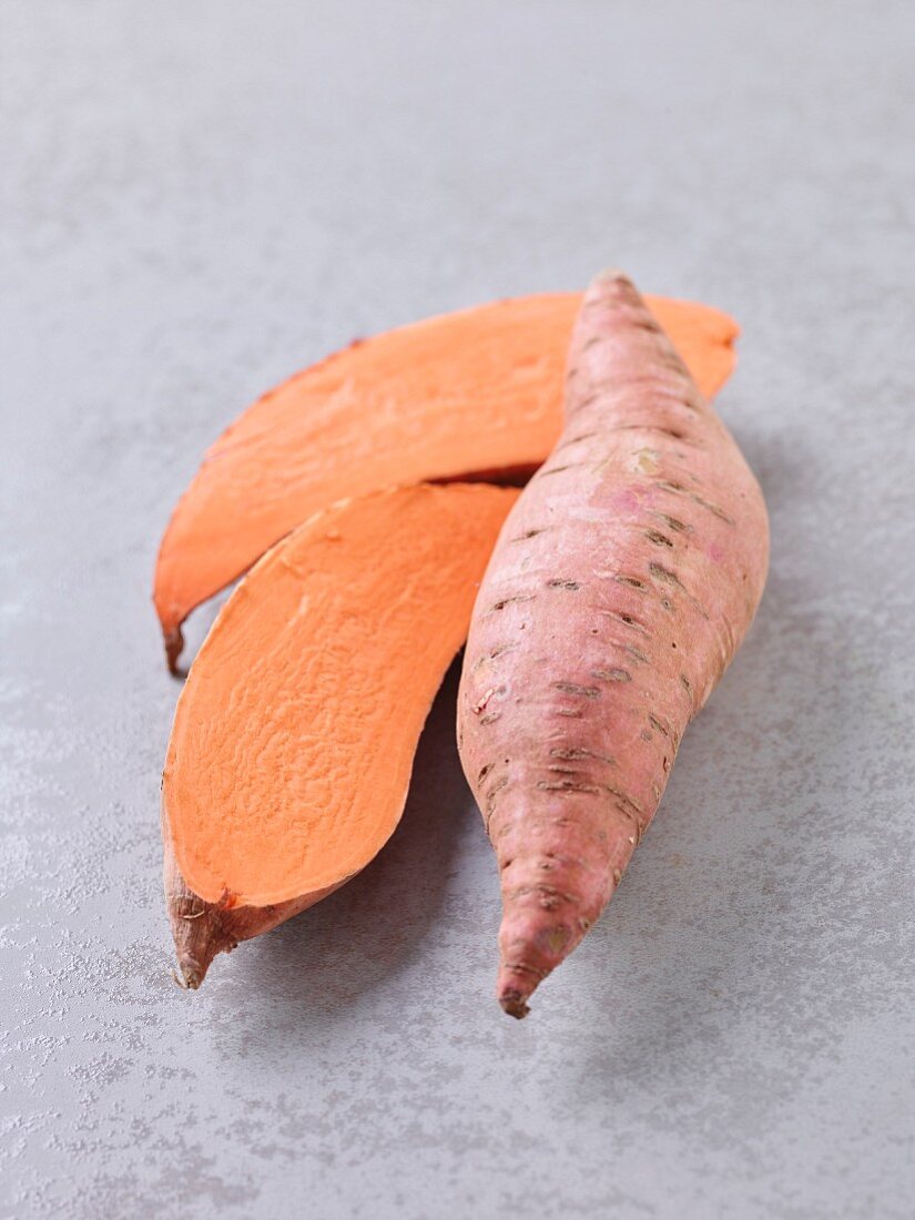 Sweet potatoes, whole and halved