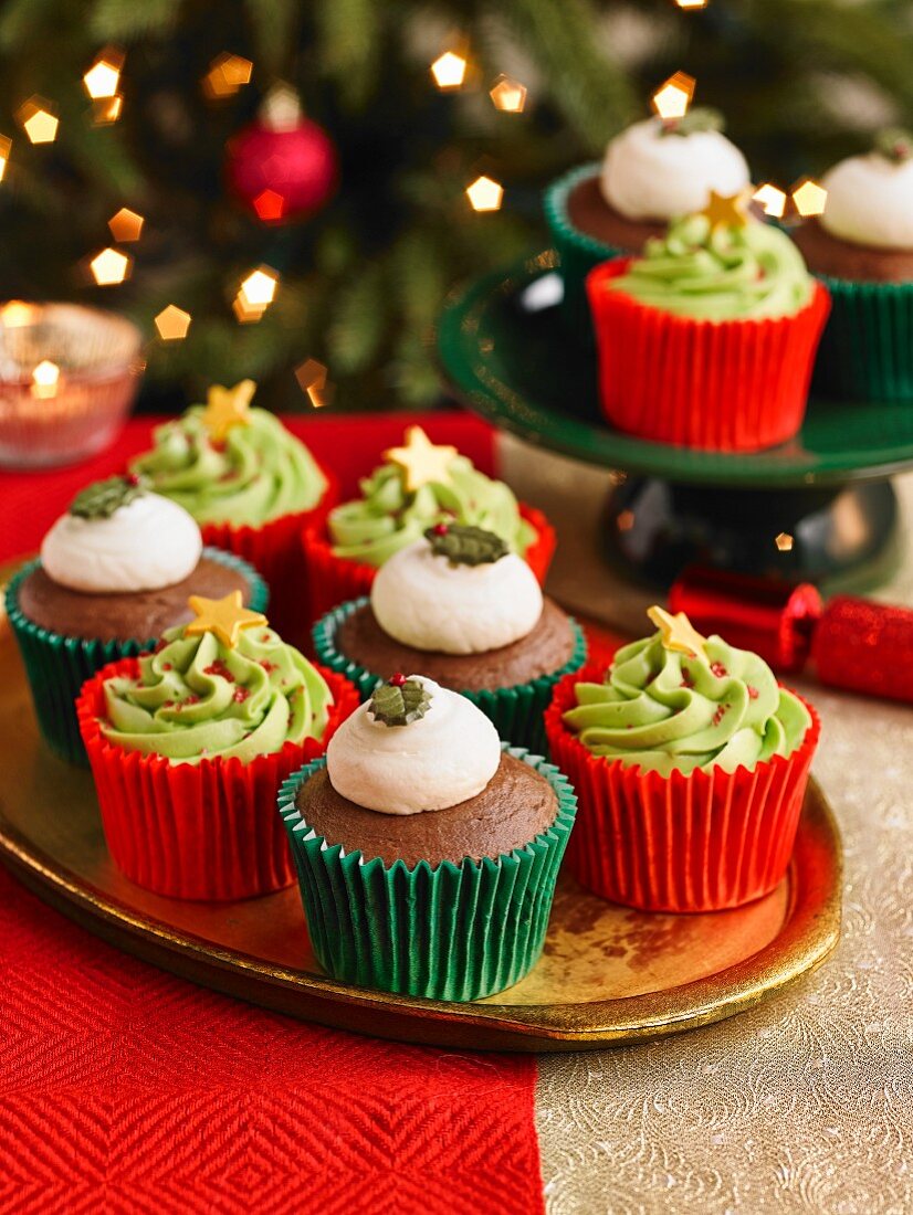 Christmas Pudding Cupcakes zu Weihnachten