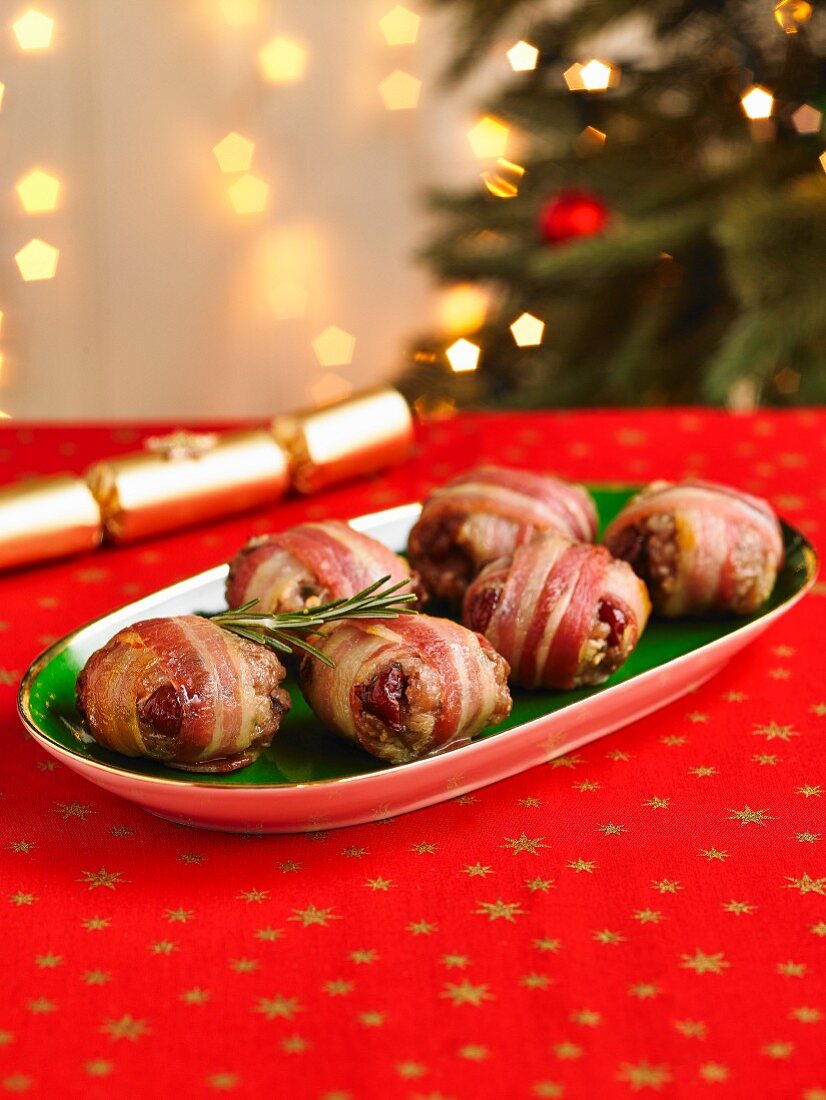 Baconpäckchen mit Cranberryfüllung (weihnachtlich)