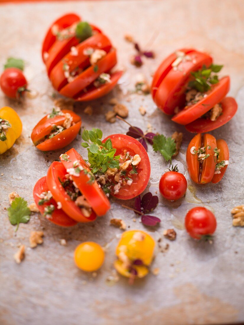 Tomato salad with parsley and cress