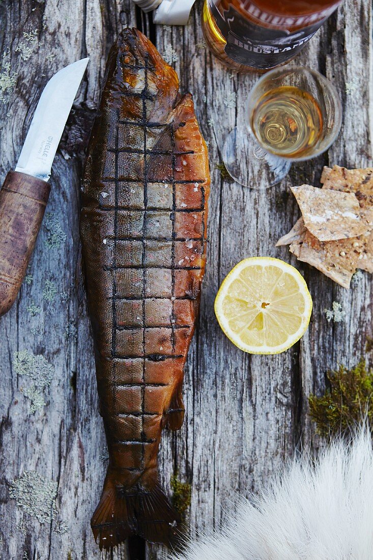 Smoked char with lemon and hard bread