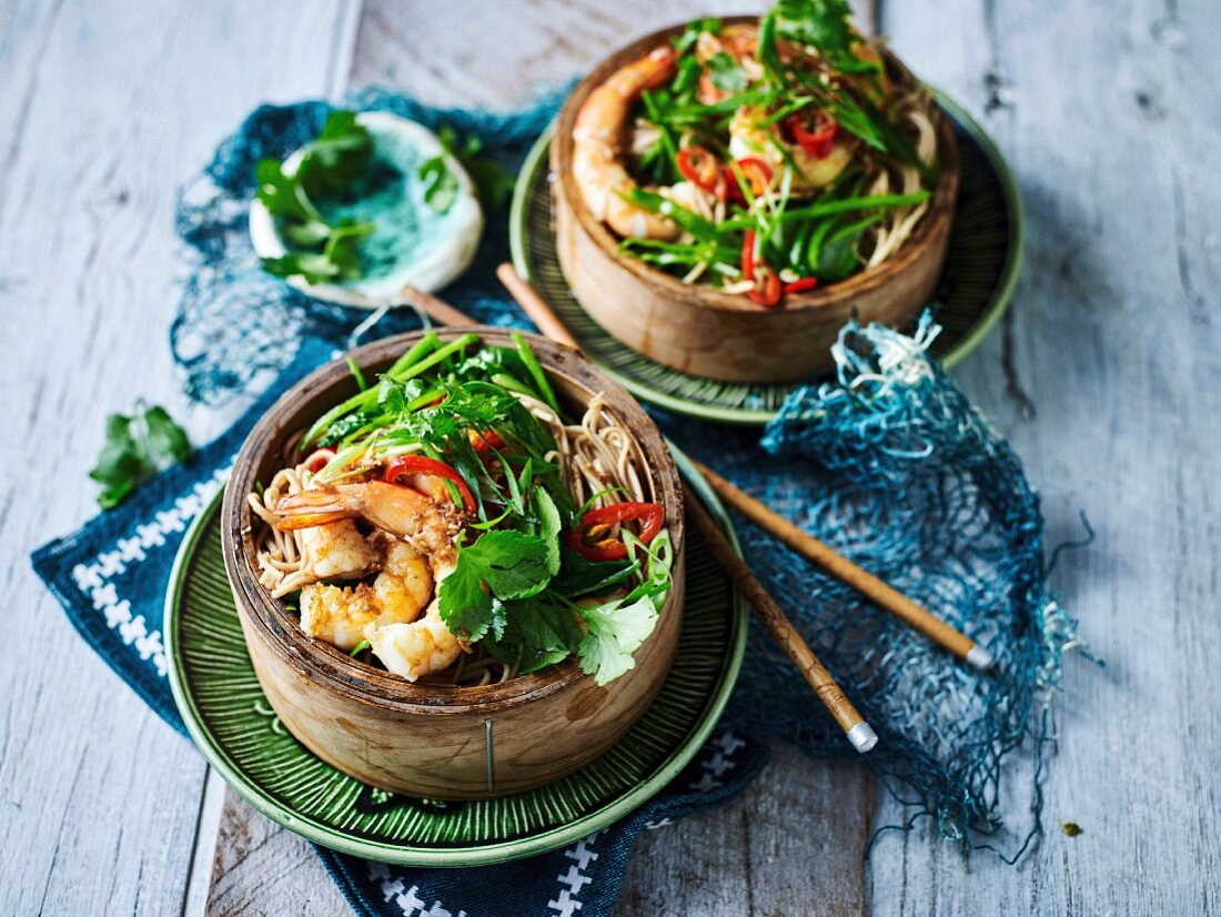 Soba Noodle Salad with Fried Prawns