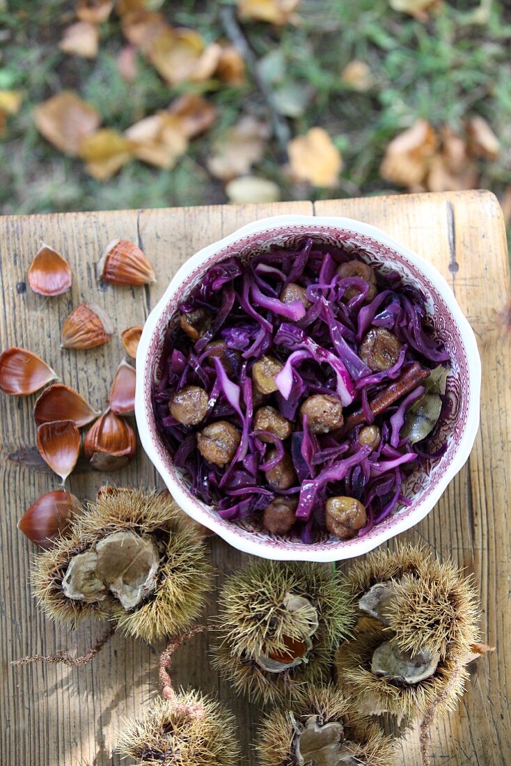 Rotkohl mit glasierten Maronen