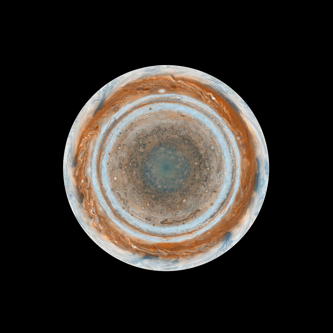 North polar map of Jupiter, Cassini image