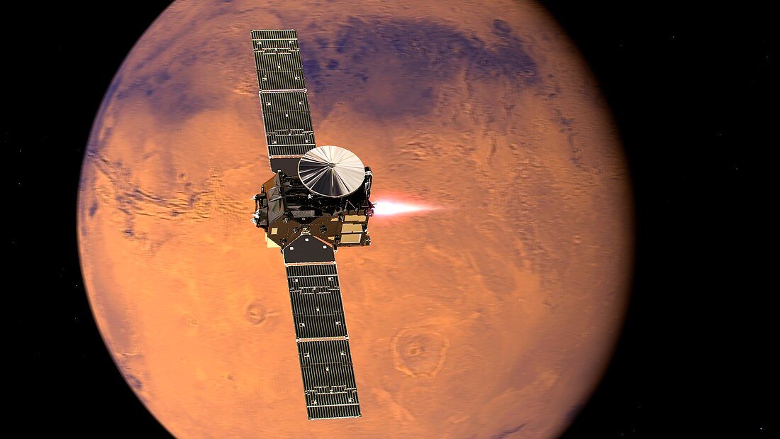 ExoMars spacecraft arriving at Mars, illustration