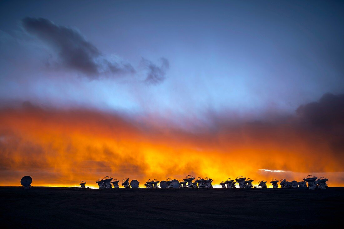 ALMA telescopes at sunset, Chile