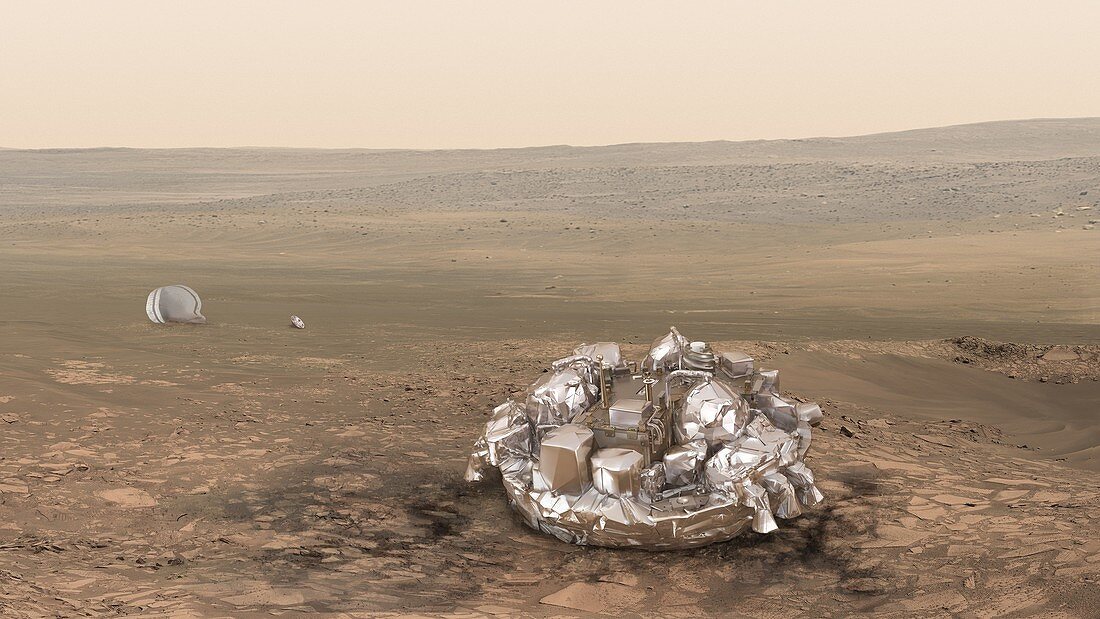 Schiaparelli EDM on Mars, illustration
