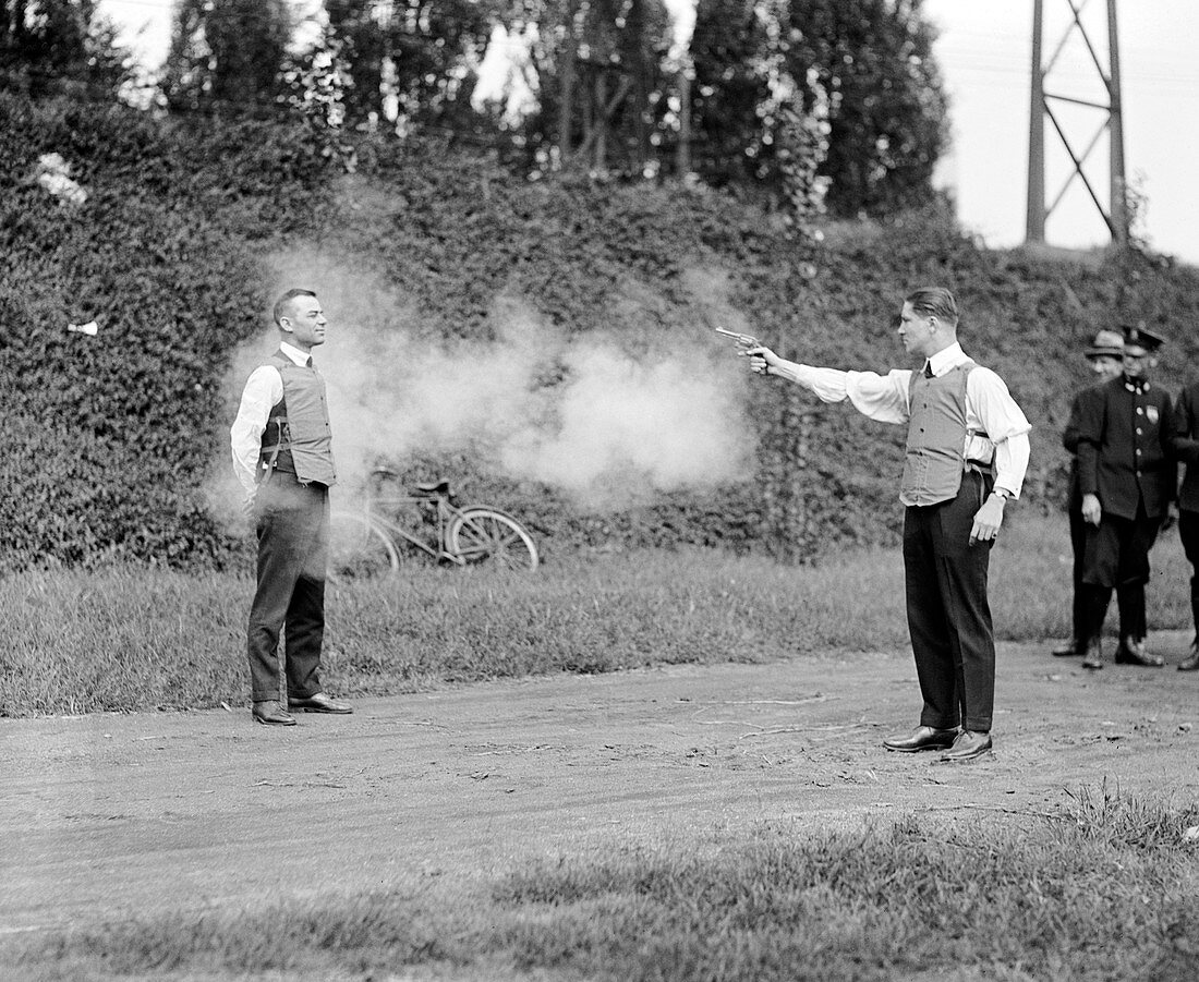 Bulletproof vest testing, 1920s