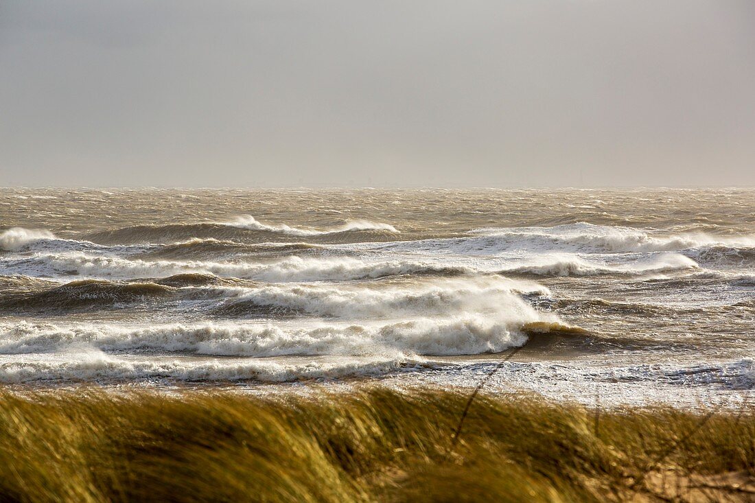 Storm waves off Walney Island, UK