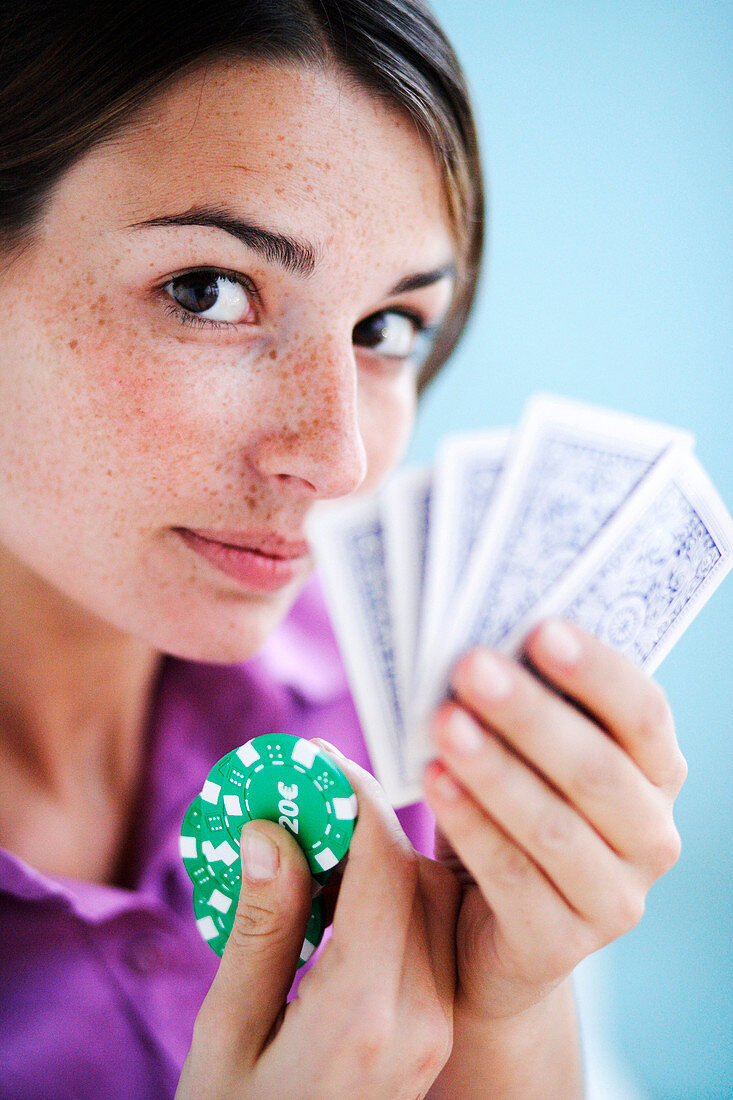 Woman playing poker