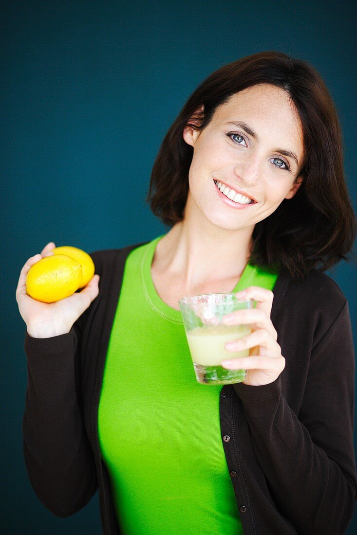 Woman drinking juice