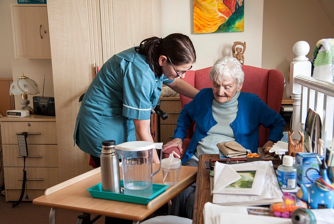 Care home assistant and resident
