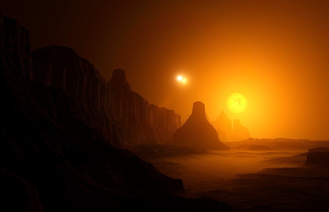 Proxima Centauri b exoplanet surface, illustration