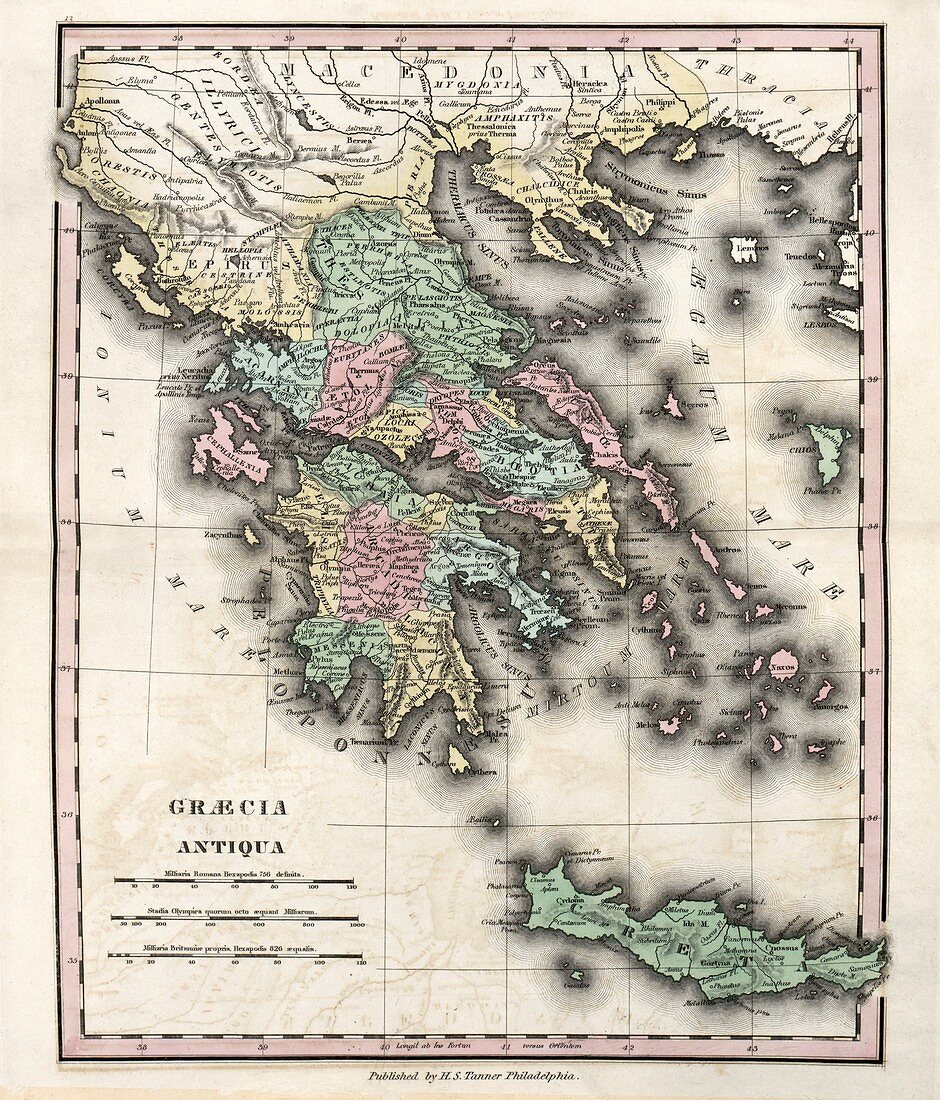 Map of Ancient Greece,19th century
