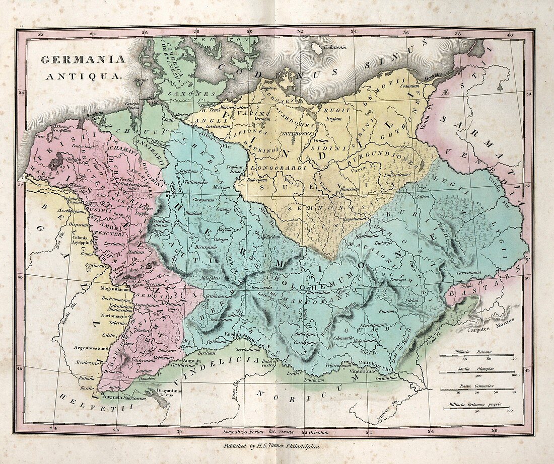 Map of Ancient Germania,19th century