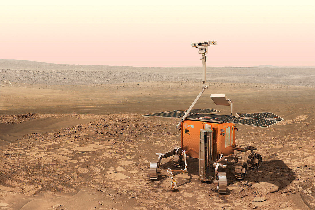 ExoMars rover on Mars,montage image