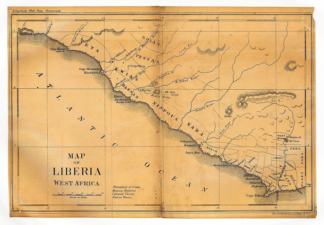 Map of Liberia,1830