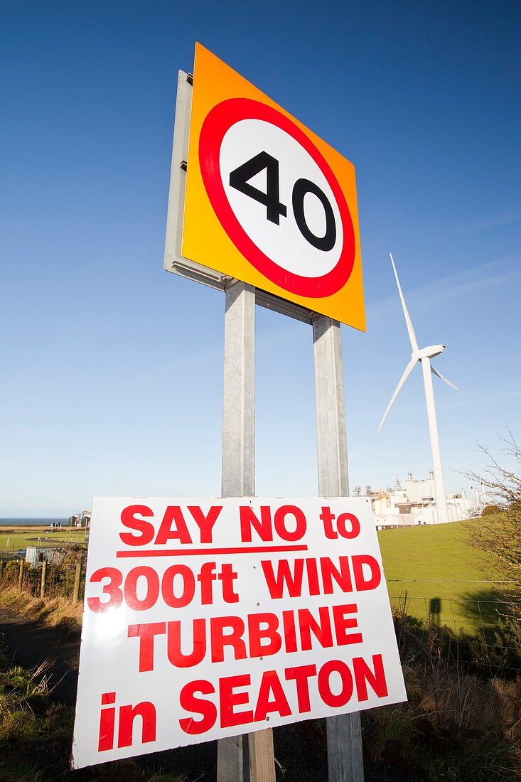 Protest sign about a new wind turbine