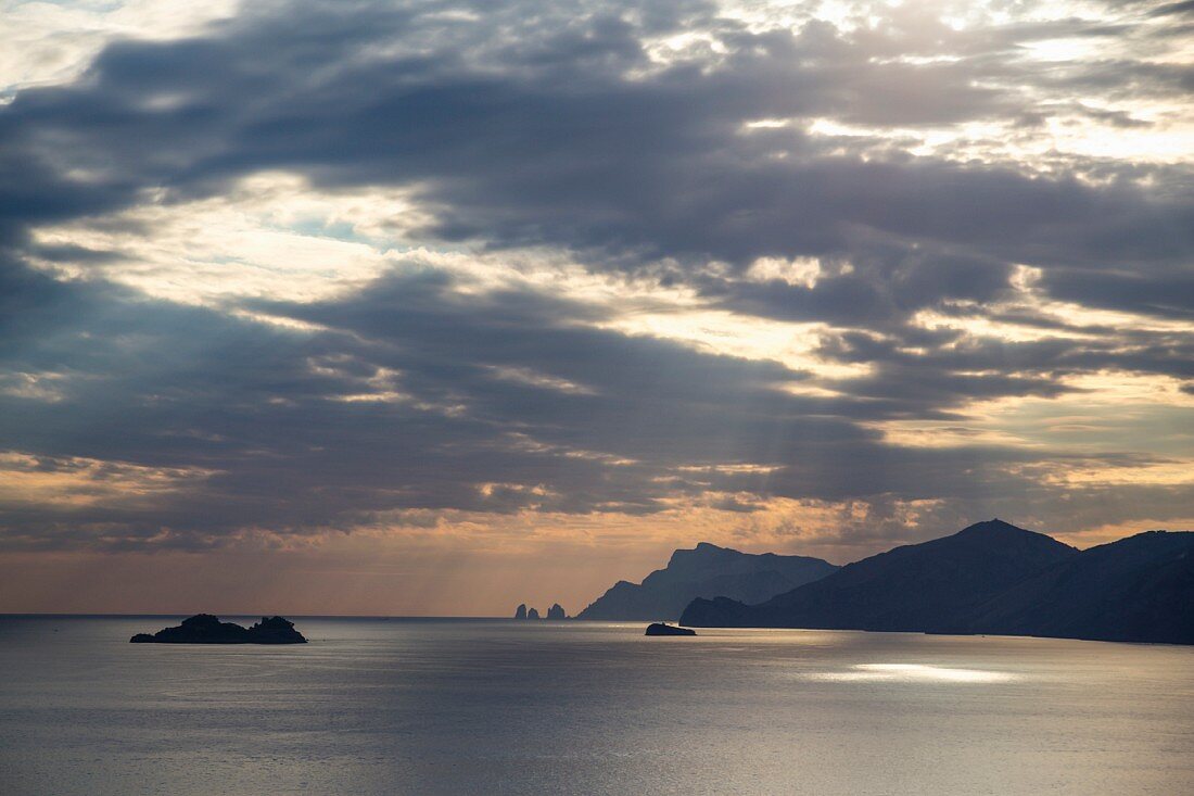 The Amalfi coast in the evening, Italy