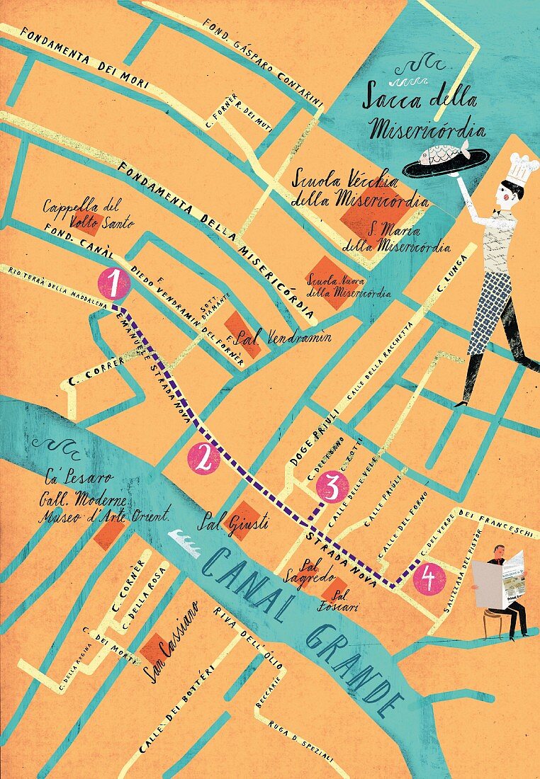 A map of Strada Nova, Venice