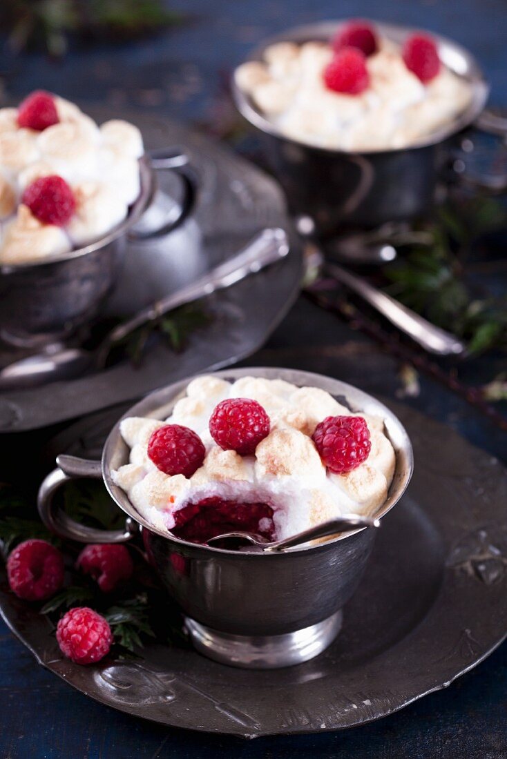 Queen Of Puddings (bread pudding with coconut flower sugar and raspberries, England)