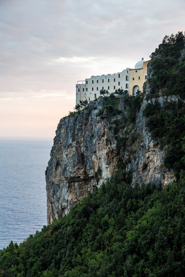 The former monastery Santa Rosa on the cliff, Amalfi coast, Italy
