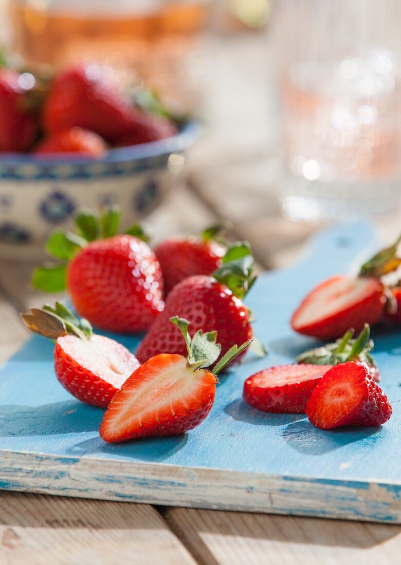 Strawberries on a wooden board